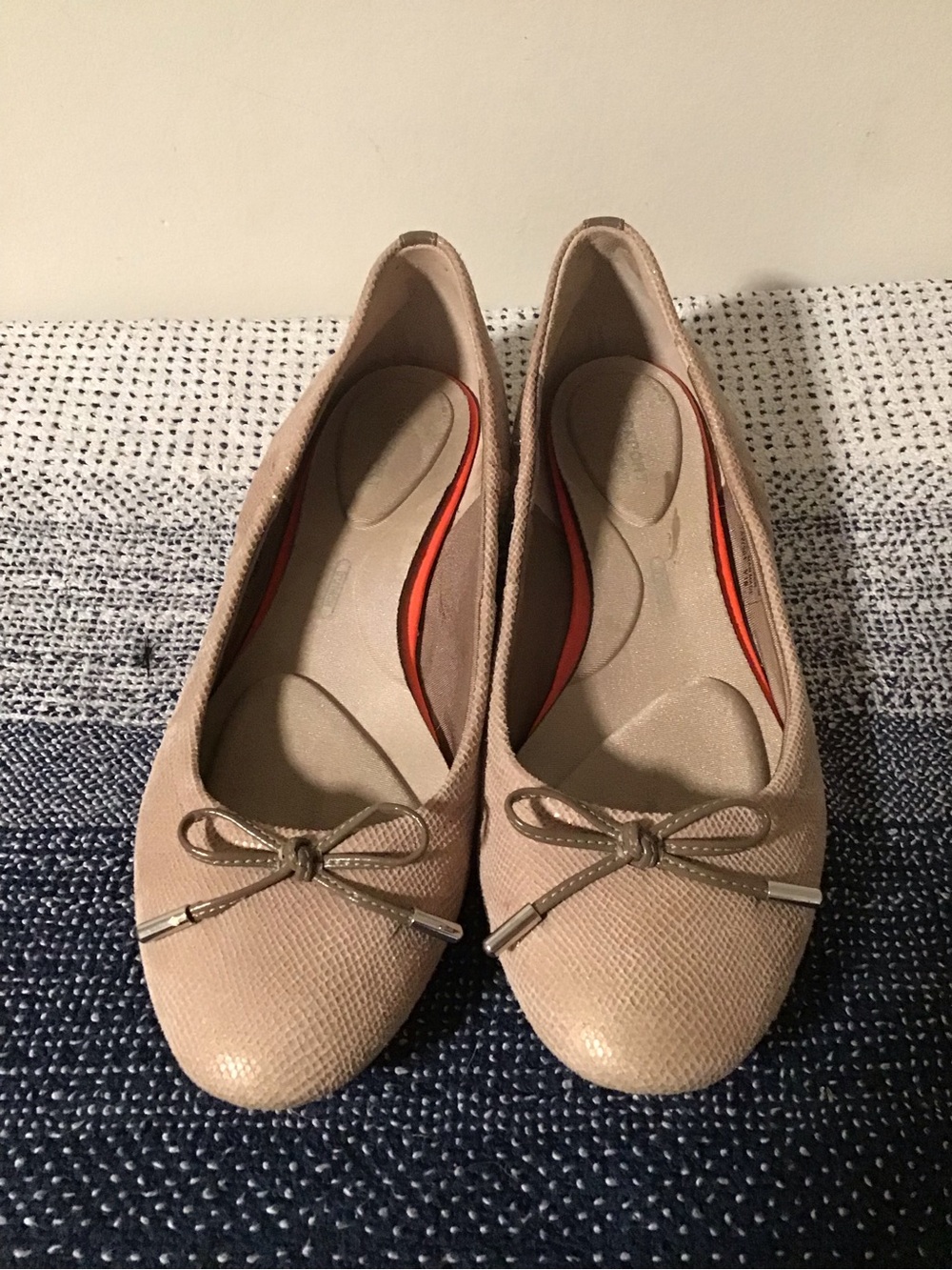 Rockport Blush Ballet Flats with Bow Accent